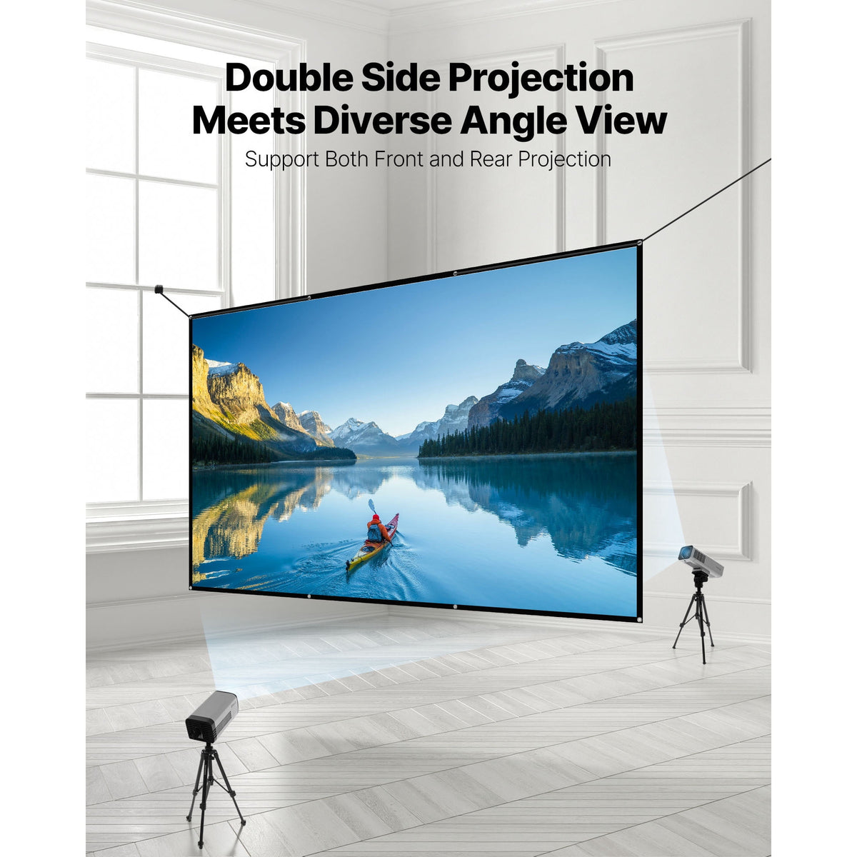 KFFKFF 120-Inch 16:9 Projection Screen, 4K and 1080P HD Compatible, Wall-Mounted Display with Hooks and Adhesive Strips, Portable Canvas for Home, Office, or Theater Use