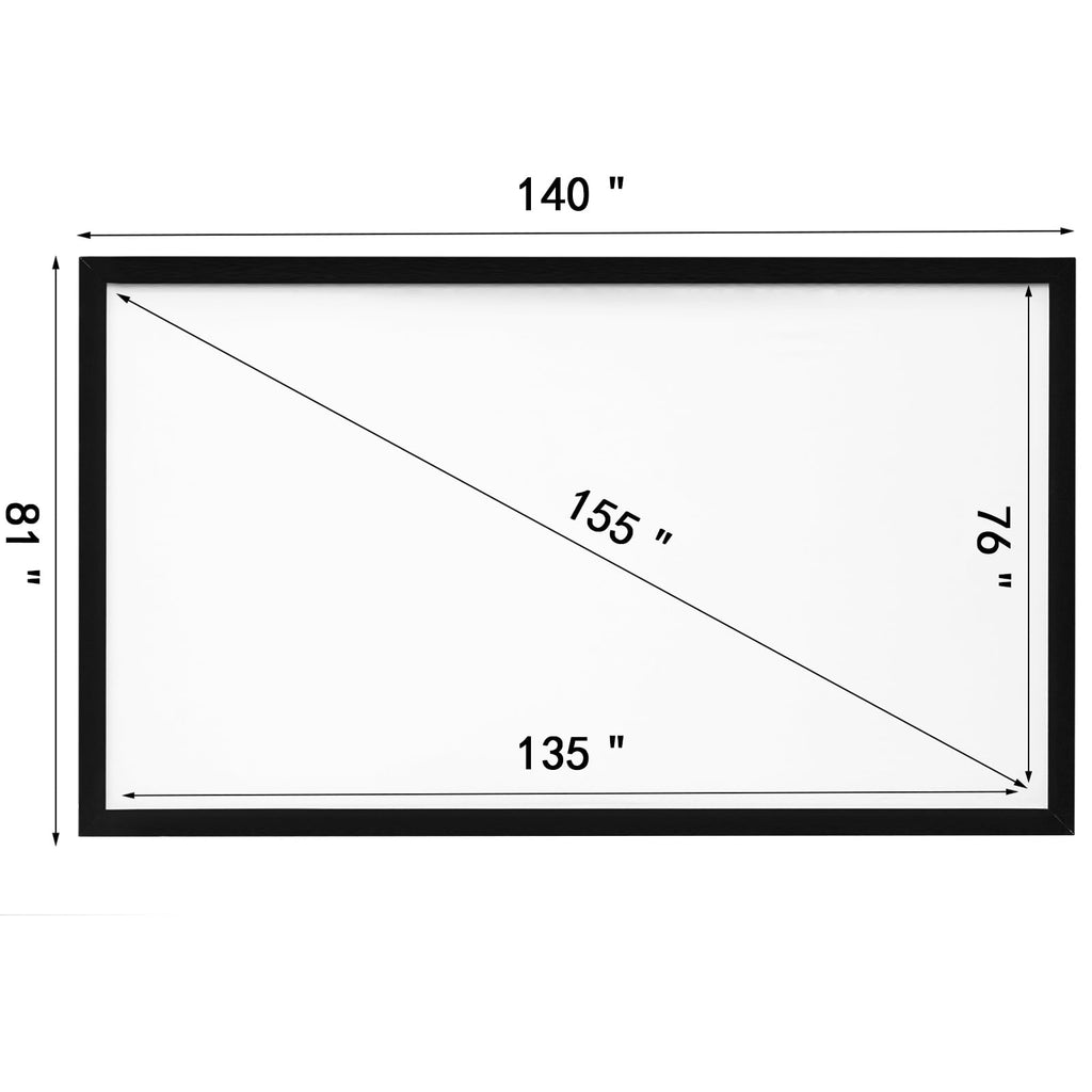 KFFKFF 155 inch Outdoor Projector Screen 16:9 Movie Screen Fixed Frame 3D Projector Screen for 4K HDTV Movie Theater