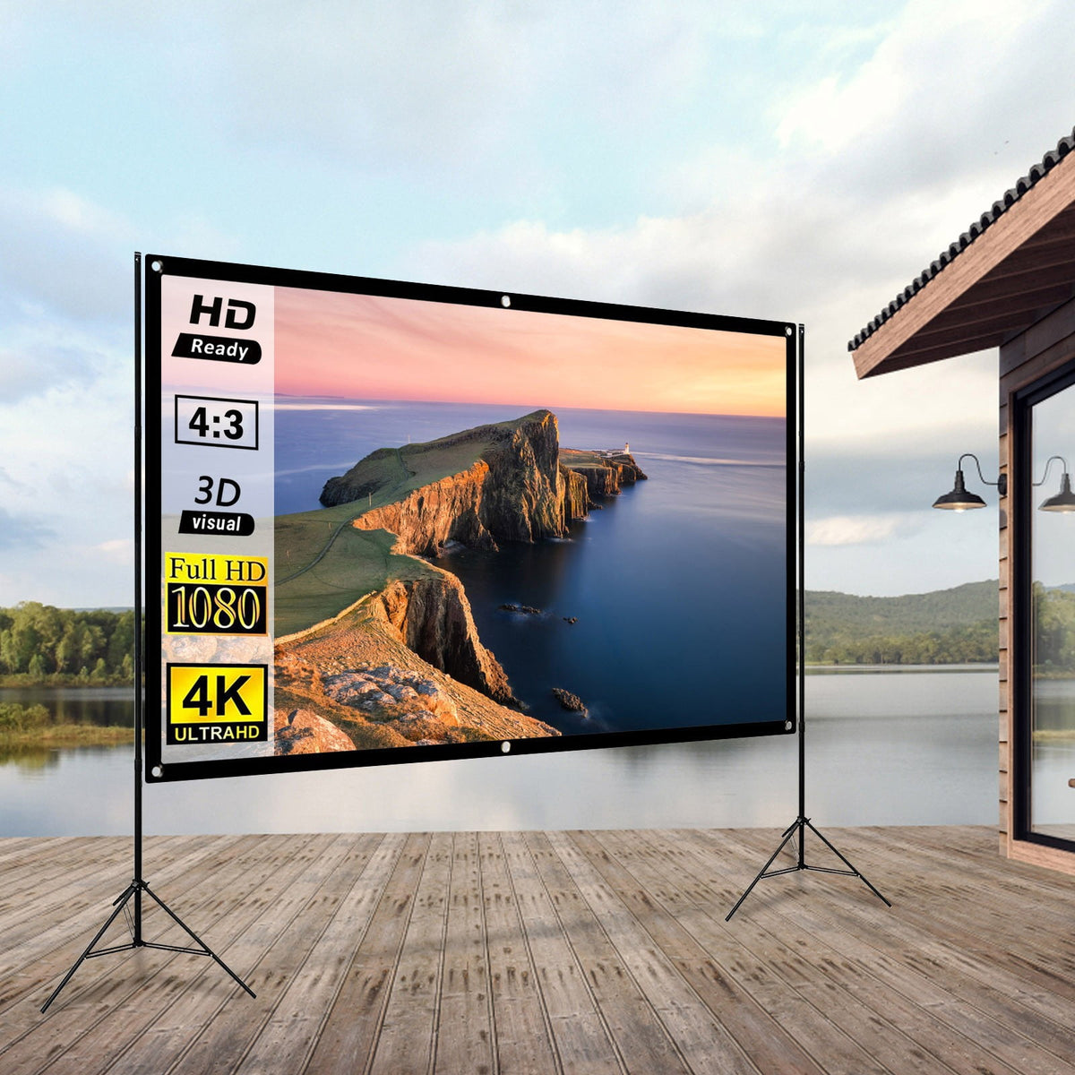 Projector Screen Projection Movies Screen Foldable AntiCrease Portable For Home Outdoor Indoor Support Double Cool Home Gadgets Picture Projector for Drawing Drawing Projector for Adults Outdoor
