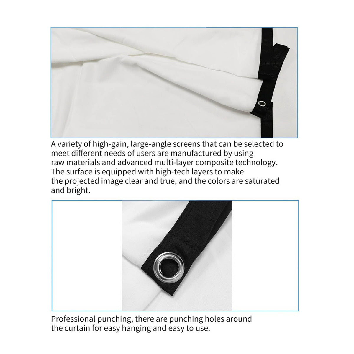 60-150 inch Portable Foldable Projector Screen – HD 16:9 Home Theatre, Outdoor Movie, Easy Install, Durable Polyester, Multi-Size Options‌