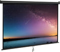 80'' 16:9 HD Projection Screen Foldable Anti-Crease Portable Projector Movie Screen Manual Pull Down for Home Theater Presentation Education Outdoor Indoor Public Display, Black