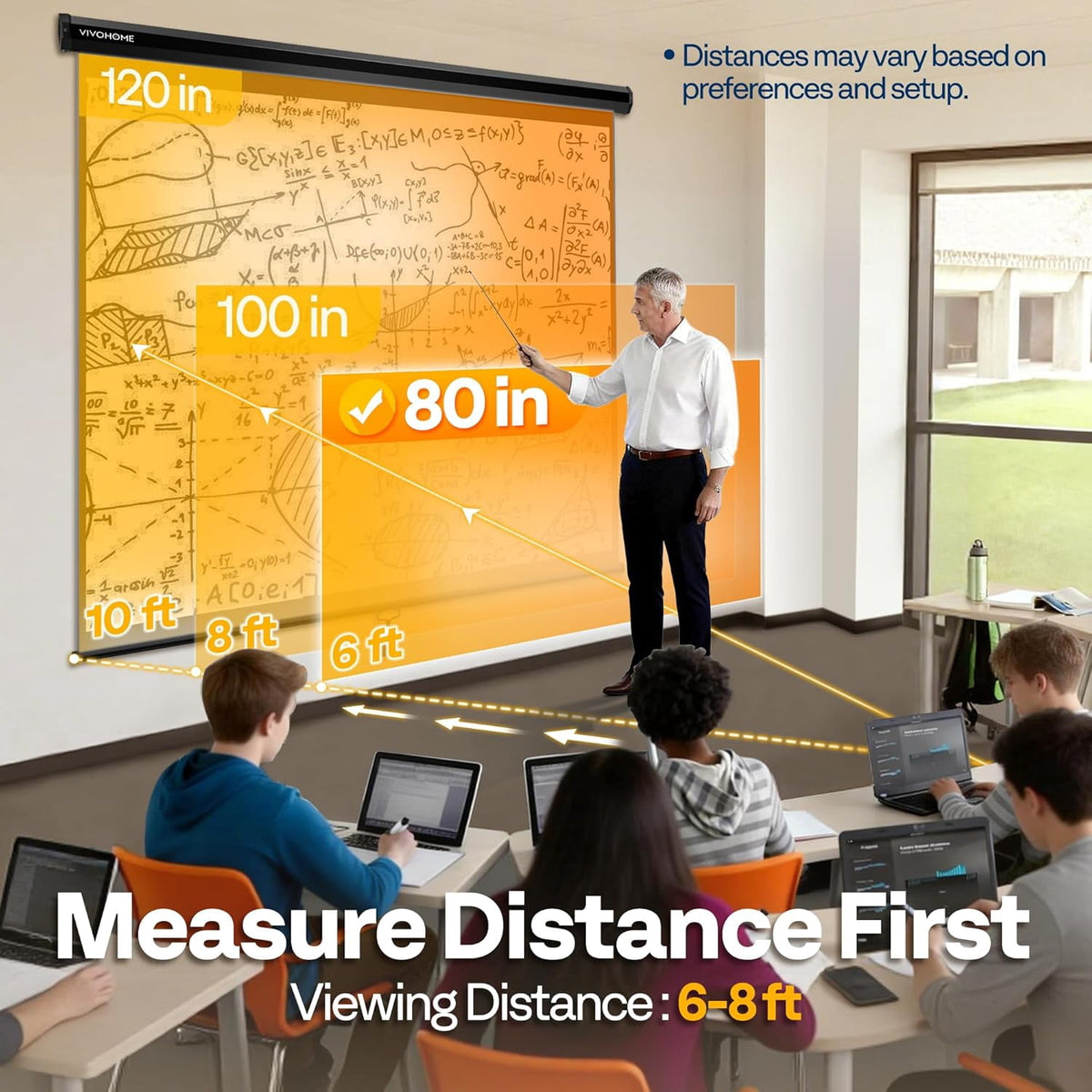 SPECSTAR 80 inch Manual Pull Down Projector Screen, 16:9 HD Retractable Projector Screens with Auto Locking for Movie Home Theater Cinema Office Video Game, Black(70Wx40H Inch Display Area)