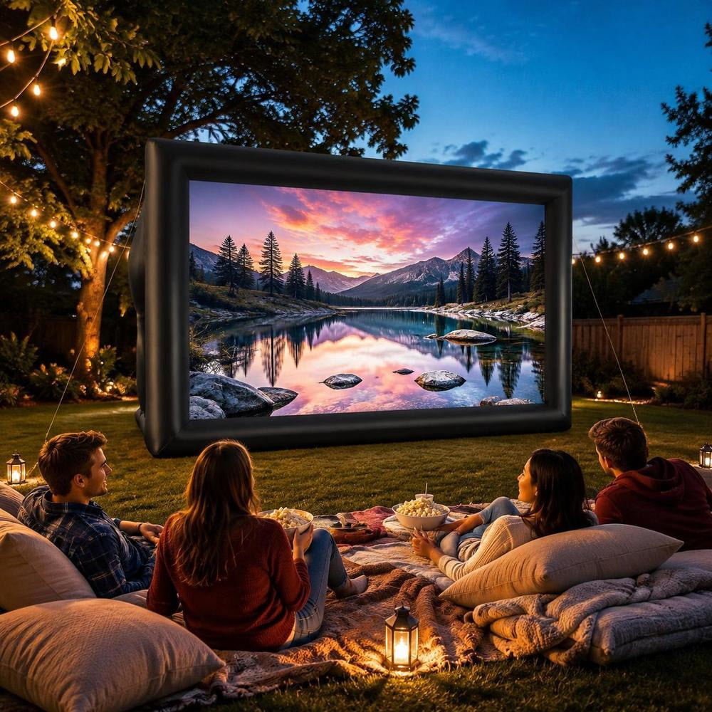 Inflatable Movie Screen, 24 Ft, Front and Rear Projection Capability, Quick Setup, Portable Storage Bag Included