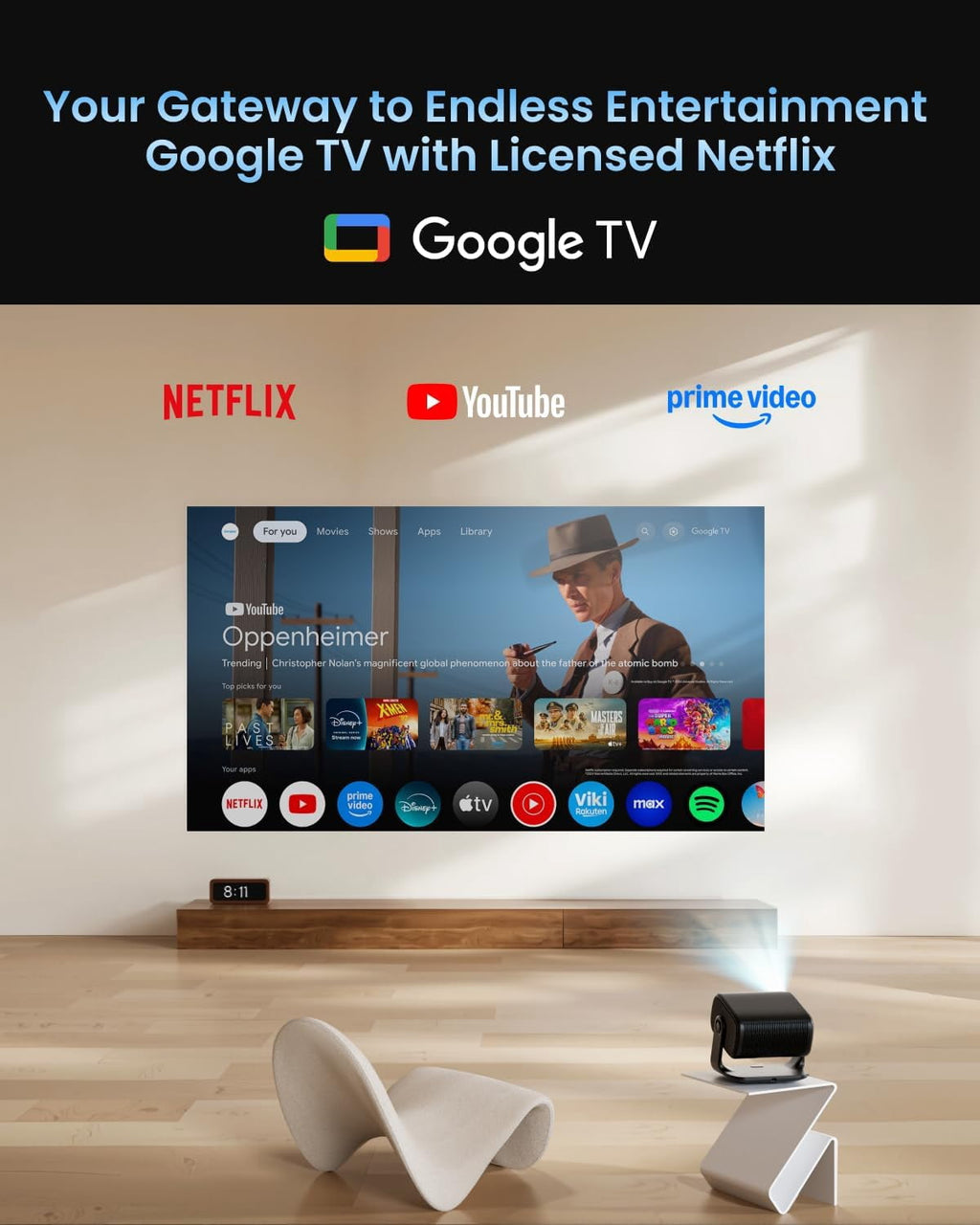 Dangbei N2 mini 1080P Projector with Wifi and Bluetooth, Netflix Officially Licensed, Dolby Audio, Auto Keystone Correction
