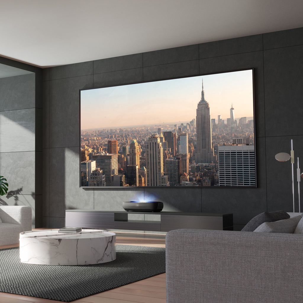 Hisense L9H TriChroma 4K Ultra Short Throw Laser TV Projector with 120" Ambient Light Rejecting Screen, Dolby Vision, Dolby Atmos, & Google TV