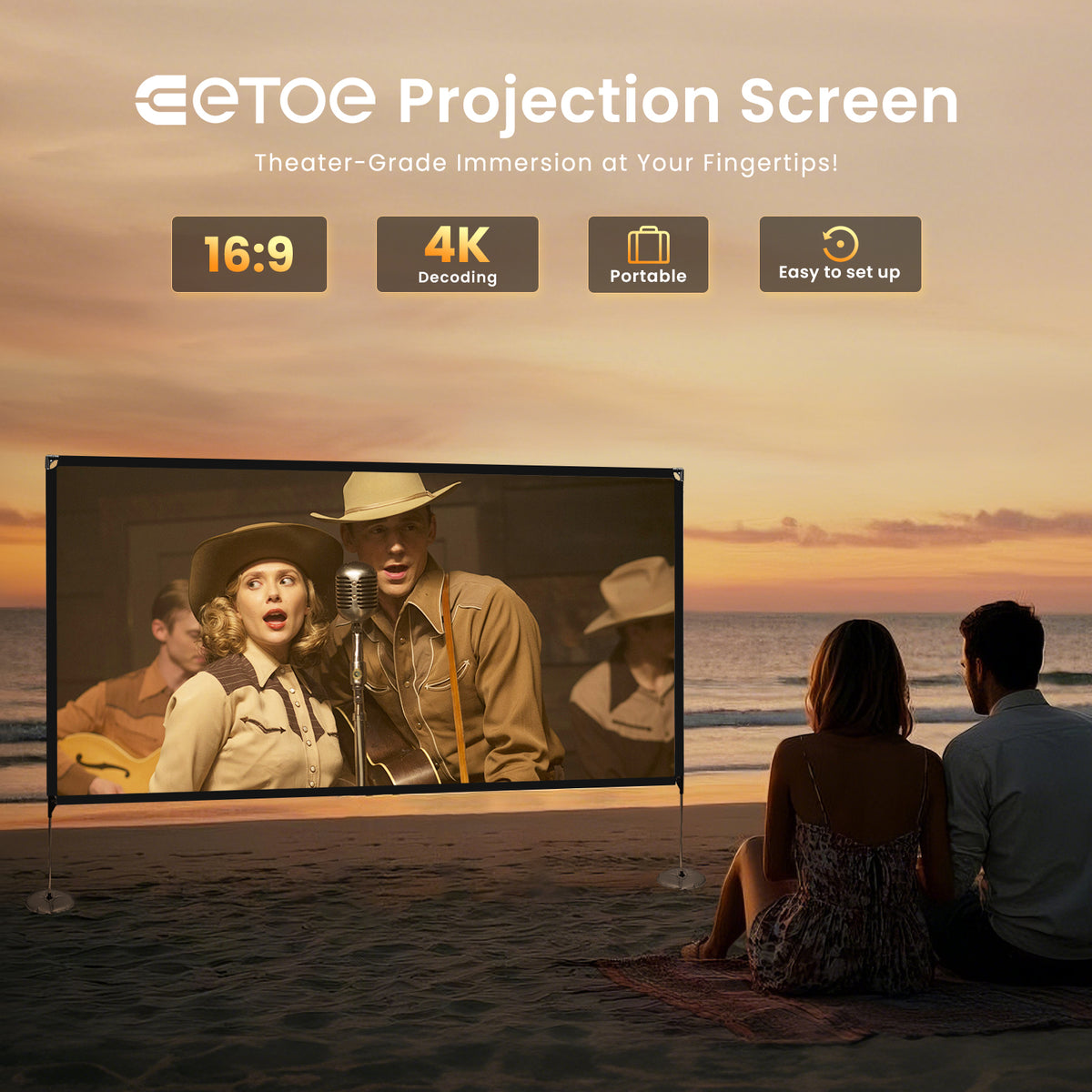 ETOE 50 inch 4:3 Projection Screen, 160° Viewing Angle