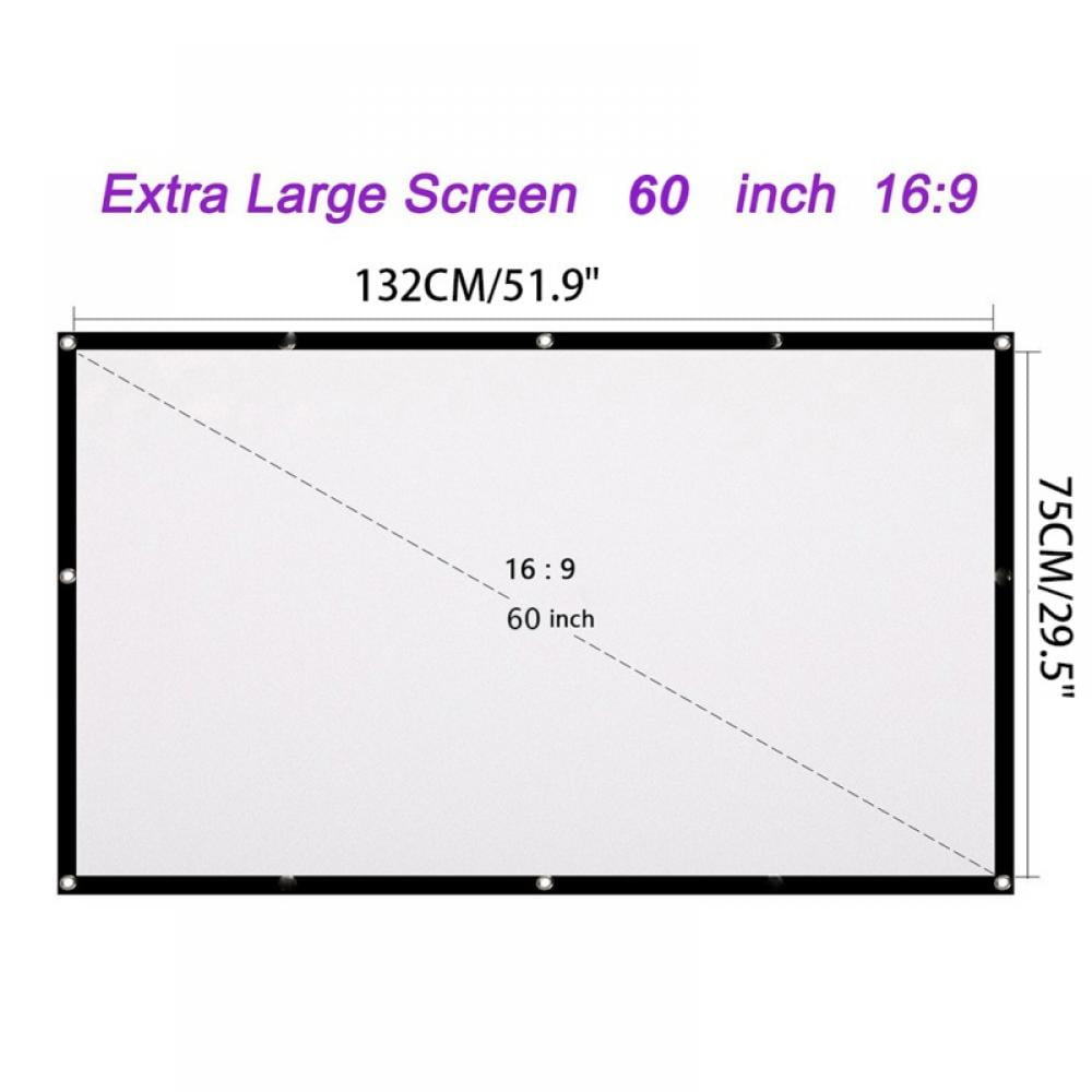 60 inch Projection Screen 16:9 HD Foldable Anti-crease Portable Projector Movies Screen for Home Theater Outdoor Indoor Support Double Sided Projection