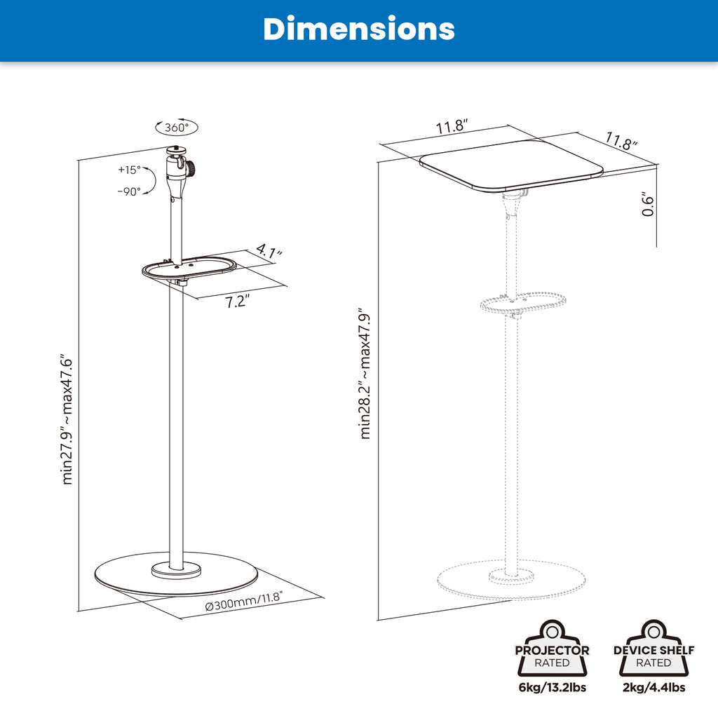 Mount-It! Dual Mount Option, Projector Stand