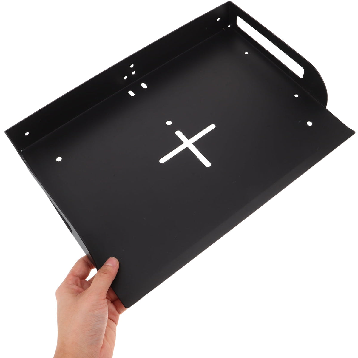 RENACLIPY Black Wall-Mounted Projector Shelf with Router Tray Holder for Home Organization and Space Saving, Easy to Install