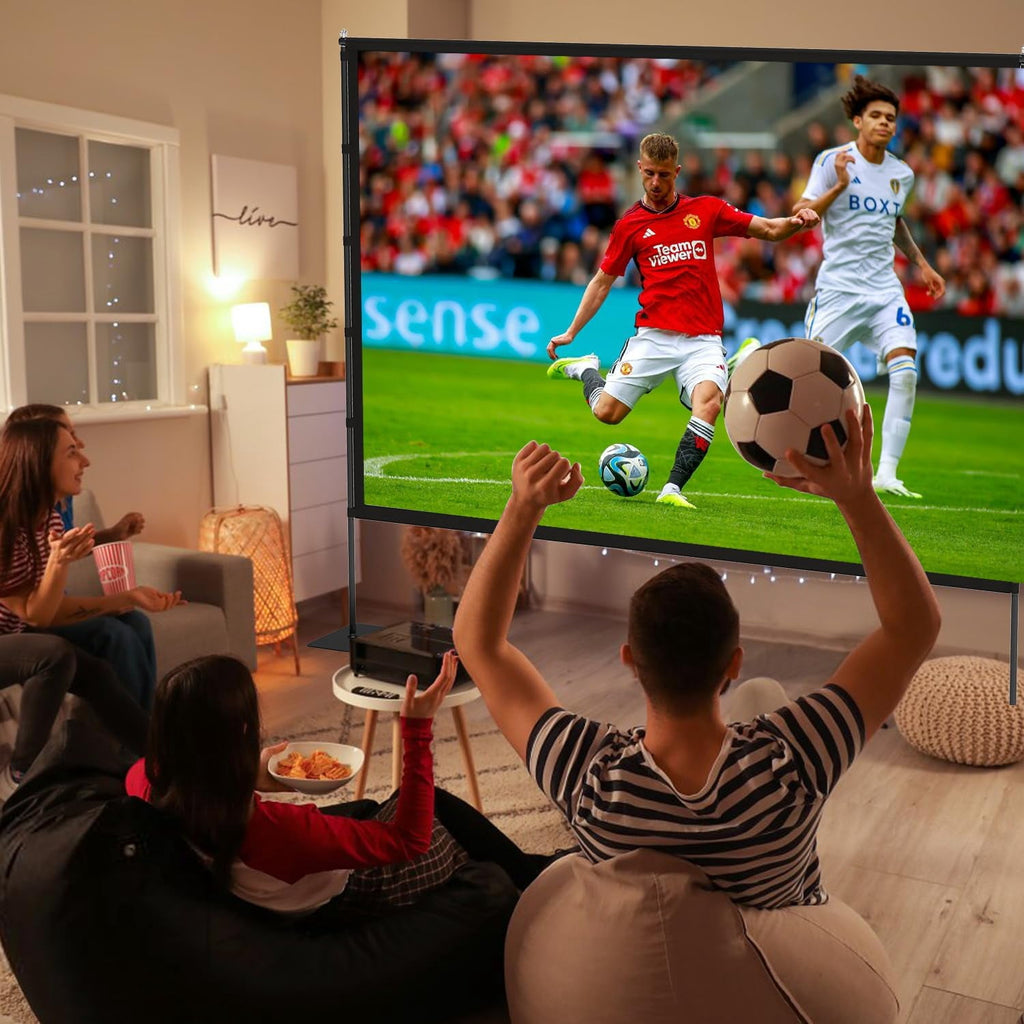 Projector Screen with Stand - 100 Inch Outdoor Projector Screen Portable Projector Screens 16:9 4K HD Outdoor Movie Screen with Carry Bag Can Enjoy Home Theater Projection Screen