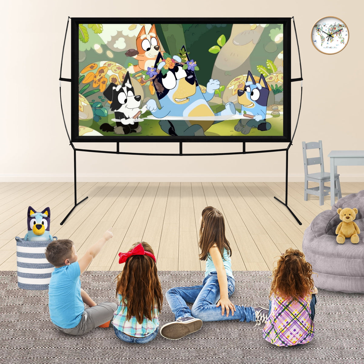 Khomo Gear Jumbo 120 inch 16:9 Portable Outdoor and Indoor Theater Projector Screen with Stand Legs