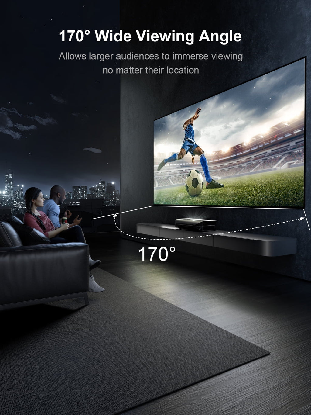 AWOL VISION 120" 16:9 Projector Screen, Fixed Frame Wall Mount Matte White Screen Compatible all type projectors MW-120