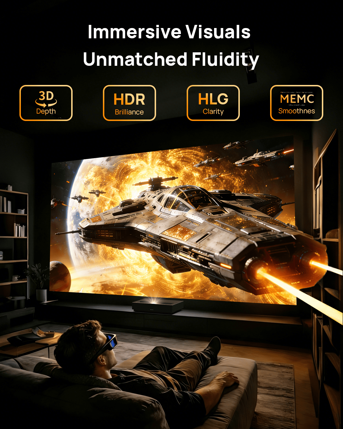 WEMAX Nova 4K UHD Ultra Short Throw Projector with WIFI Bluetooth, Android TV with Dolby Atmos, UST Laser TV Home Theater Projector