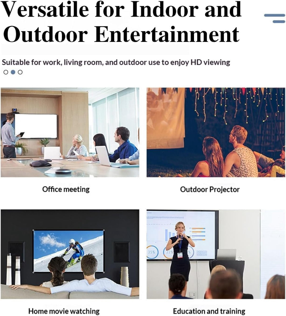 4k Metal Lightproof Foldable Portable Movie Screen, 16:9 HD Anti Light Projector Screen,160°Wide Viewing Angle,for Home Theater,Office,Classroom & Outdoor Use,Easy Install (100in)