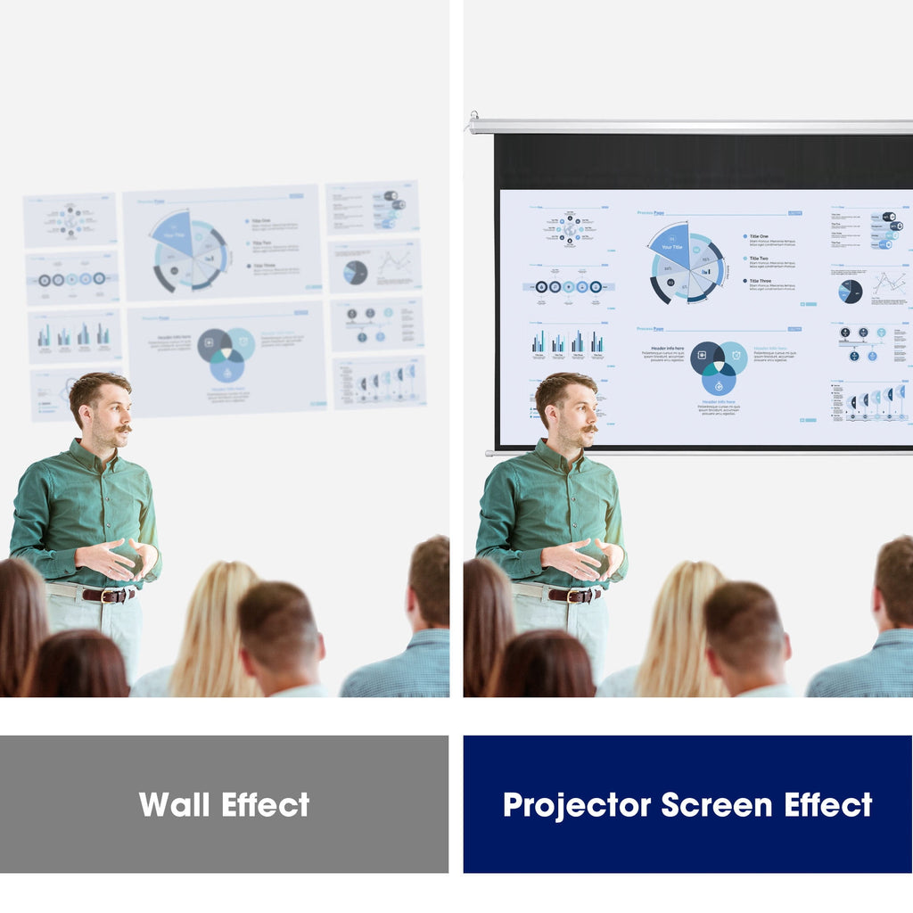InstaHibit 92" Motorized Projection Screen with Remote Control 16:9 4K 3D HD Electric Projector Screen Wall Mounted Indoor Outdoor Movie Night
