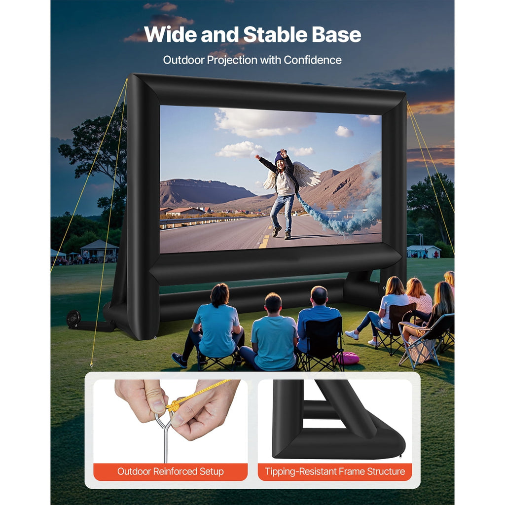 KFFKFF 20FT Inflatable Movie Screen with Storage Bag, 16:9 Projection Screen for Outdoor Events, Backyard Entertainment, and Home Theater Setup