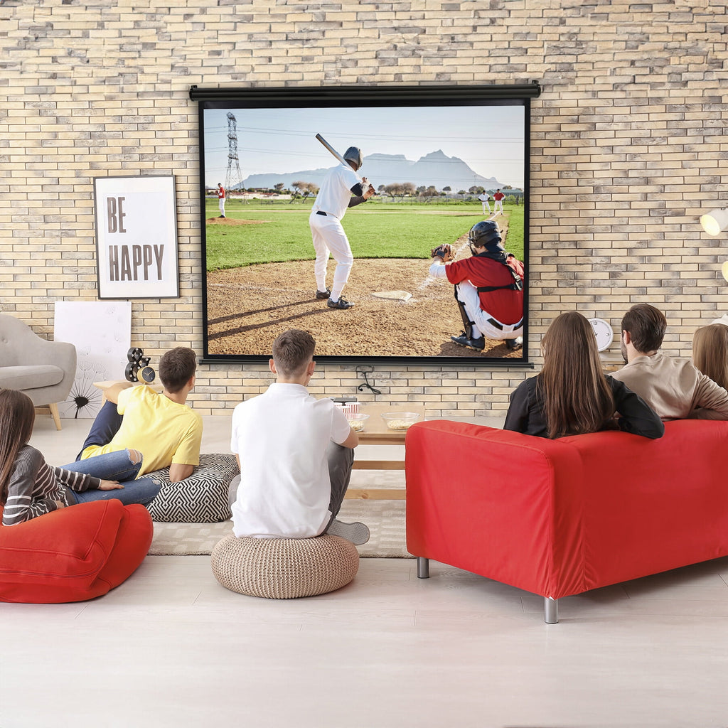 ZENSTYLE Projector Screen 72 inch 4:3 HD PVC Manual Projection Screen Home Theater Office Black