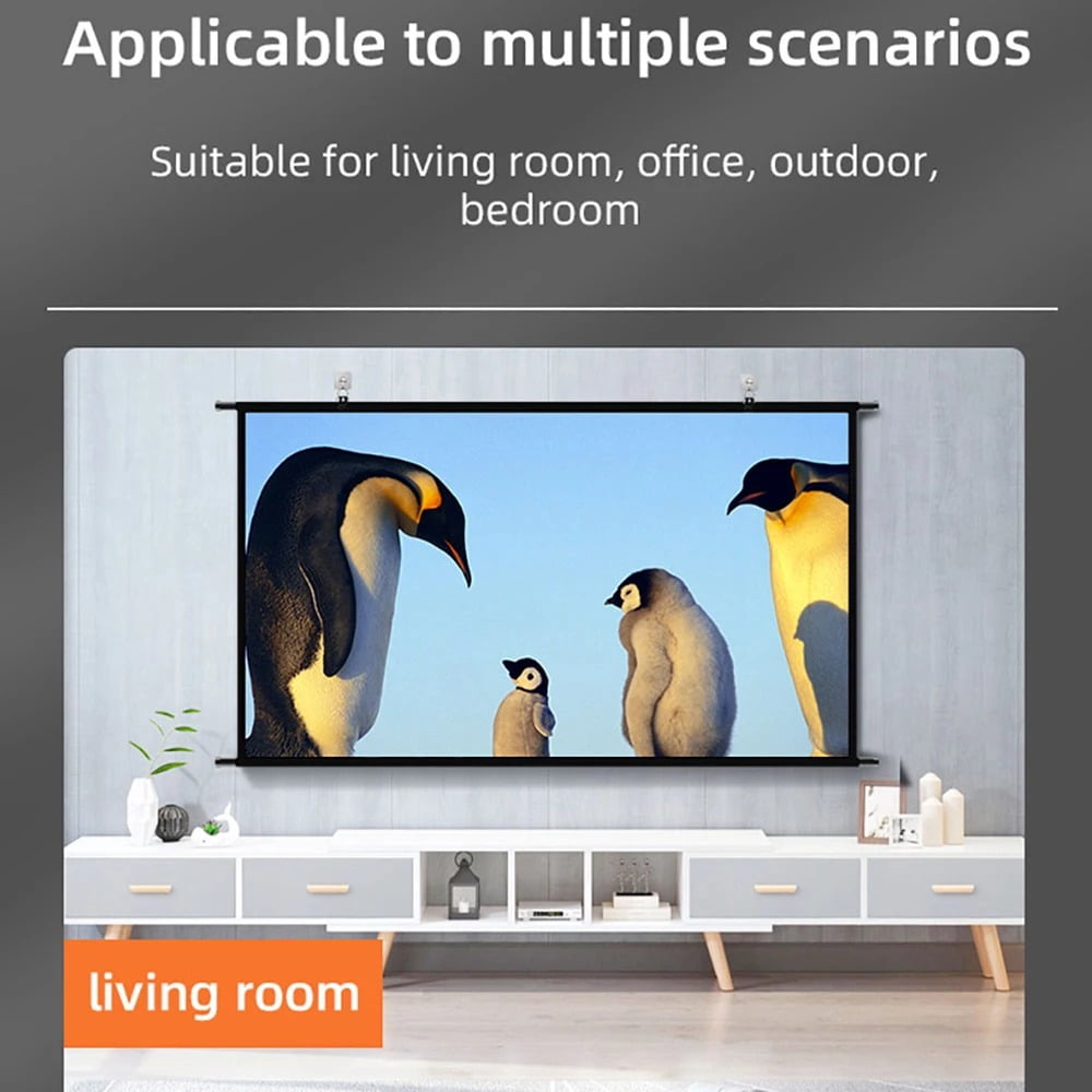 VIYODAVID Projector Screen Wall Mounted Grey Anti-Light Resistant Reflective Fabric 120 inch for Home Theatre Outdoor