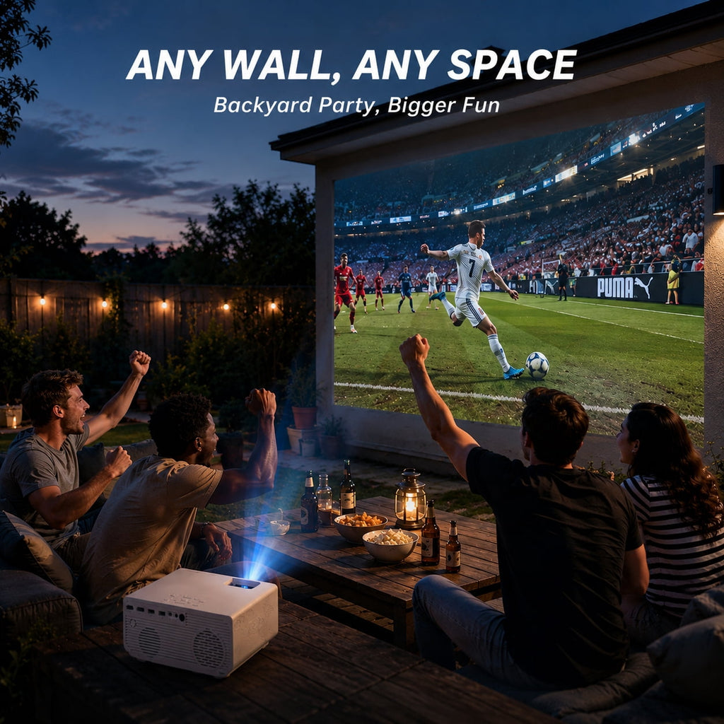 Groview Native 1080P Mini Projector with WiFi and Bluetooth, Outdoor Movie Projector with Built-in Speaker, 300 ANSI Home Theater Projector Compatible with PC/Phones/PS5 (Projector Screen Included)