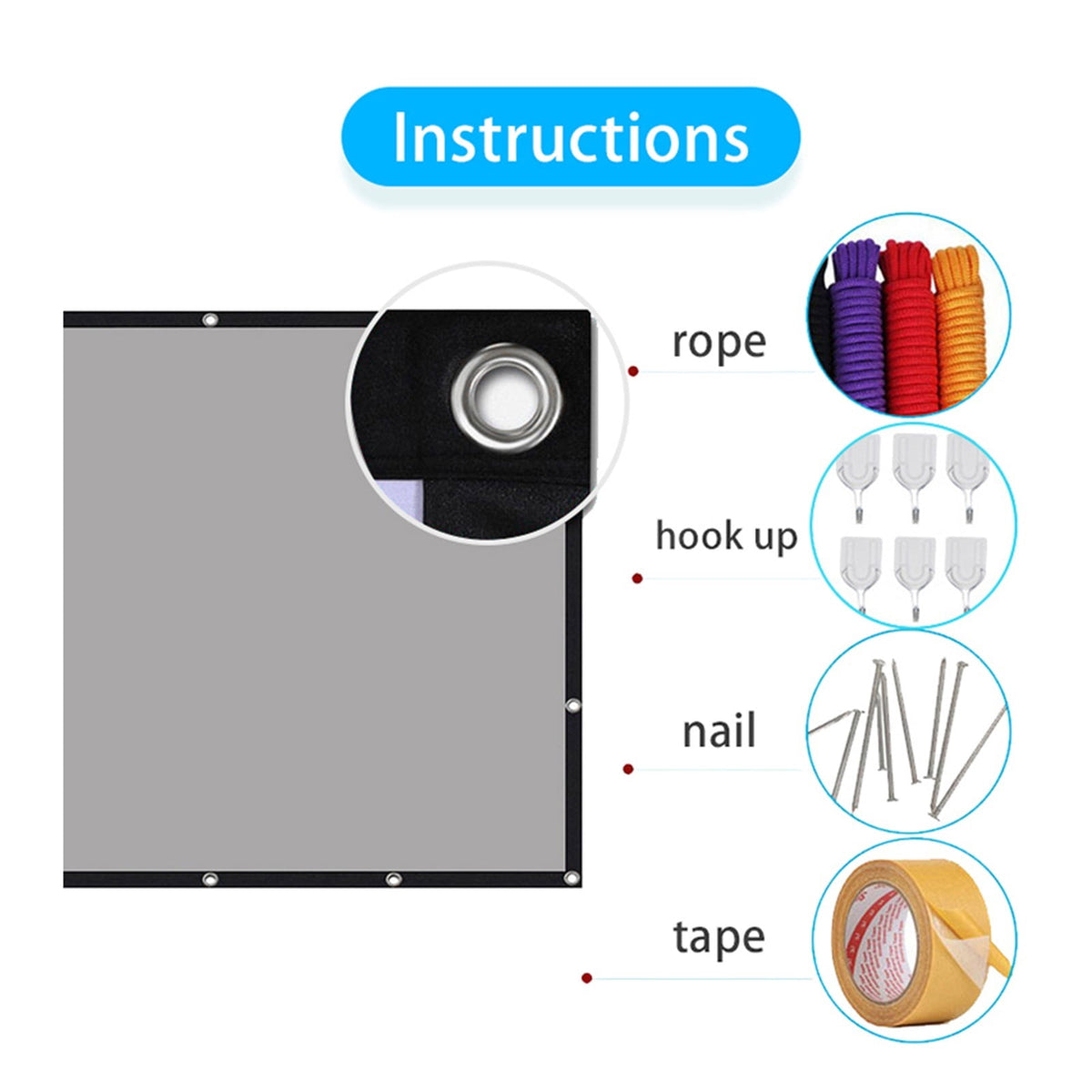 Projector Screen 16:9 Metal Anti Light 84 100 120 130 Inch Gray Optical Coating Portable Reflective Canvas Projection ,Wrinkle-Free