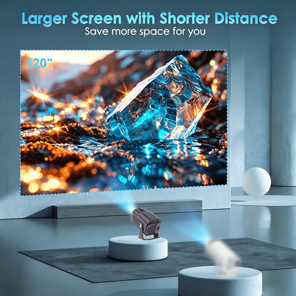 2026 New HD Smart Mini Projector, Native 1080P, Supports 4K, 180° Rotation, Remote Control, No Screen Needed, for Bedroom, Living Room, Office, Camping & Outdoor Entertainment