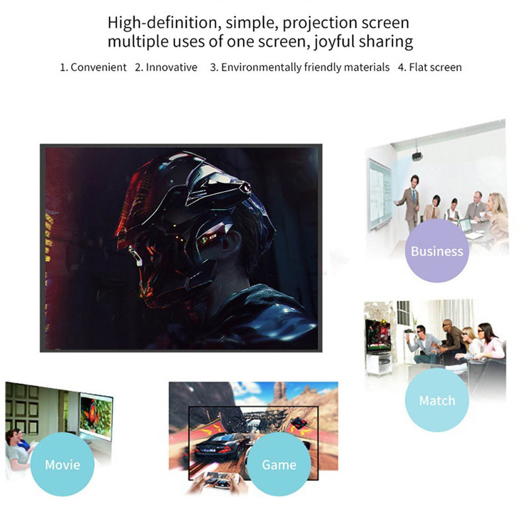 60-150 inch Portable Foldable Projector Screen – HD 16:9 Home Theatre, Outdoor Movie, Easy Install, Durable Polyester, Multi-Size Options‌