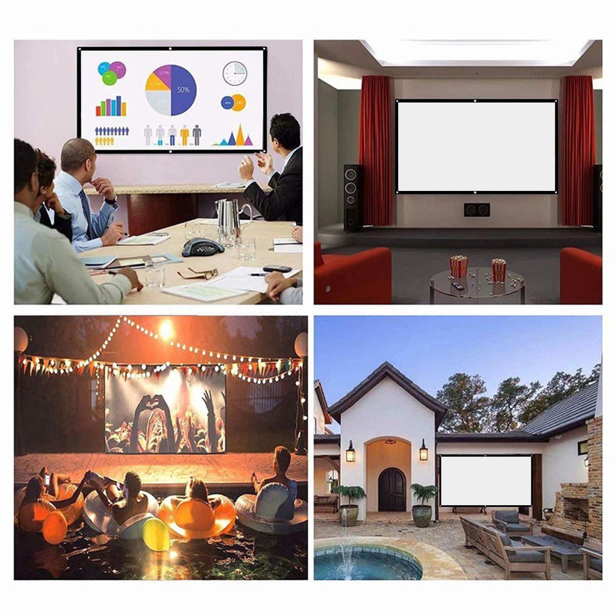 60-150 inch Portable Foldable Projector Screen – HD 16:9 Home Theatre, Outdoor Movie, Easy Install, Durable Polyester, Multi-Size Options‌