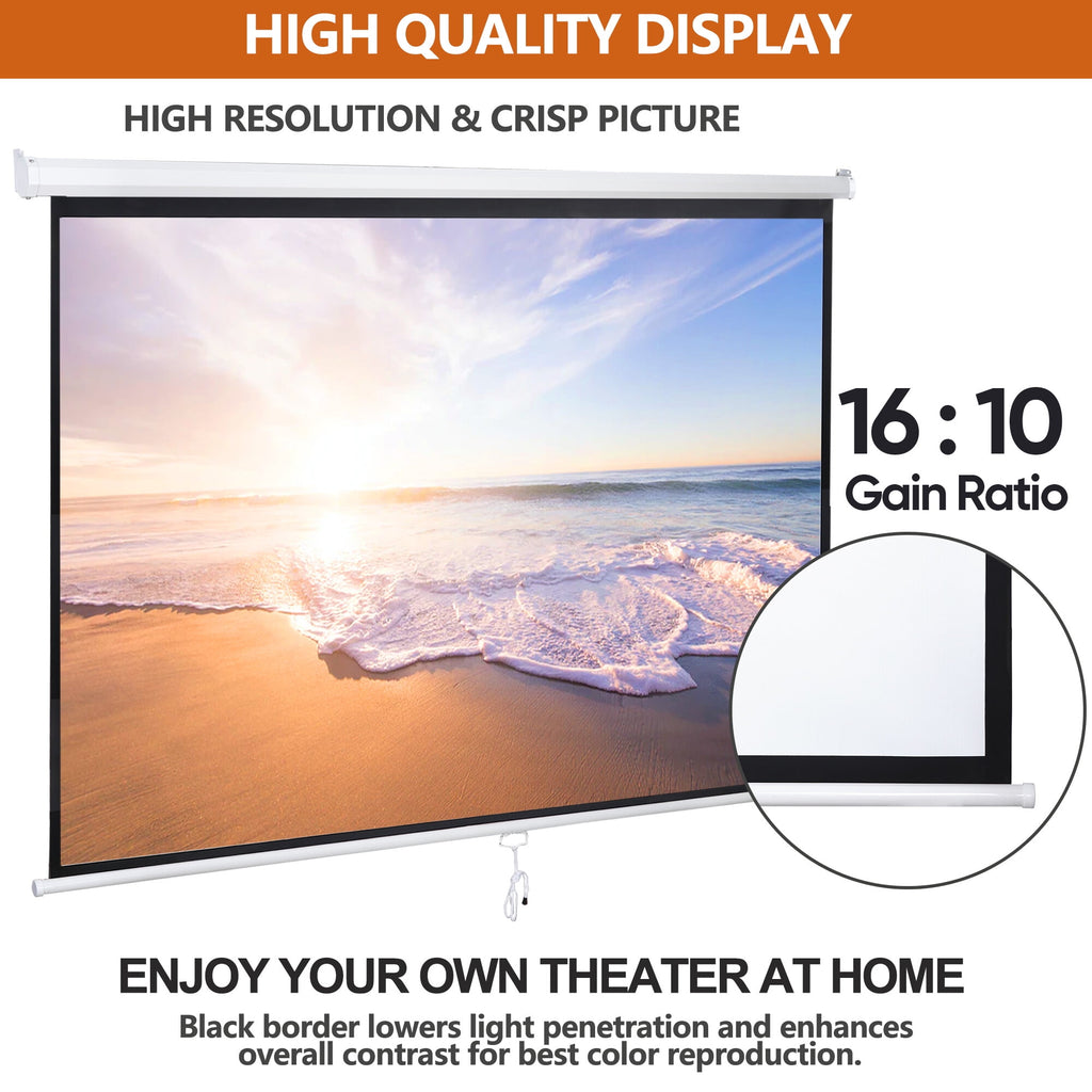 ZENY Projector Screen 100 inch 16:10 HD 4K Projections Home Theater Presentation Education Outdoor Indoor Public Display, Black