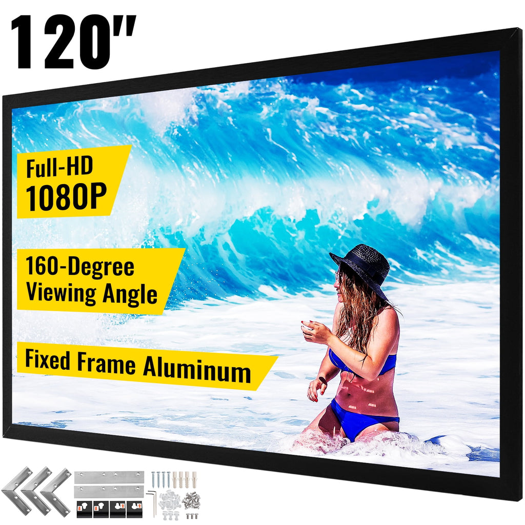 KFFKFF 120inch 16:9 Projection Screen Movie Screen Fixed Frame 3D Projector Screen for 4K HDTV movie theaters, providing an exceptional viewing experience.