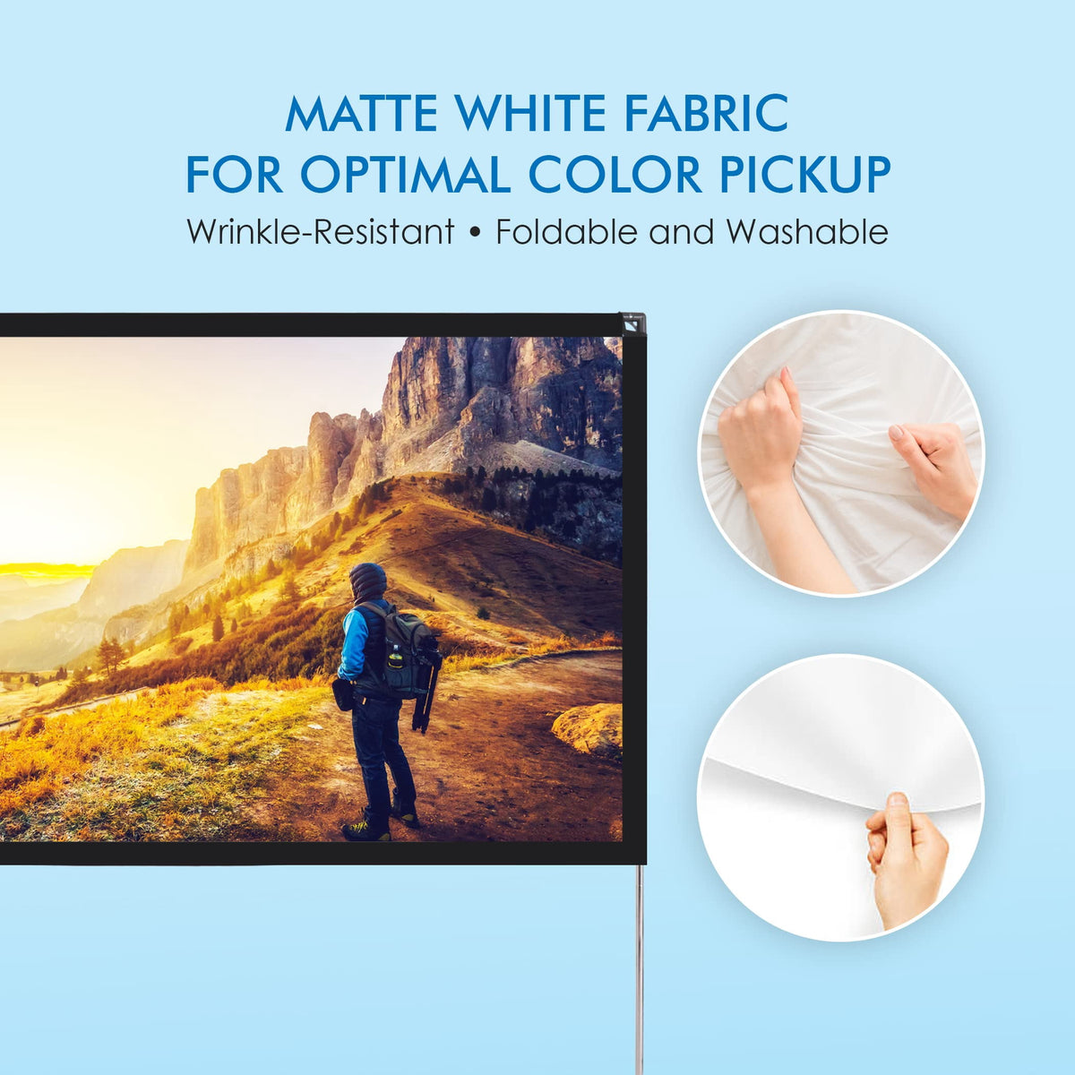 Pyle Projector Screen with Stand - 120" 16:9 HD 4K Portable Lightweight Freestanding Foldable Outdoor Movie Projection Display with Frame for Home Theater