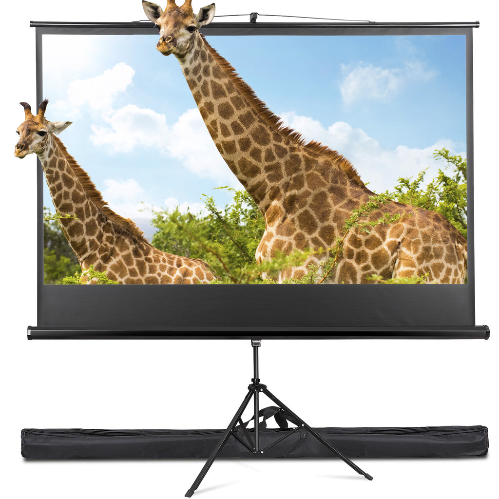ZENSTYLE 84" 16:9 HD Projector Screen Stable Tripod Stand Movies Presentations with Carry Bag Black
