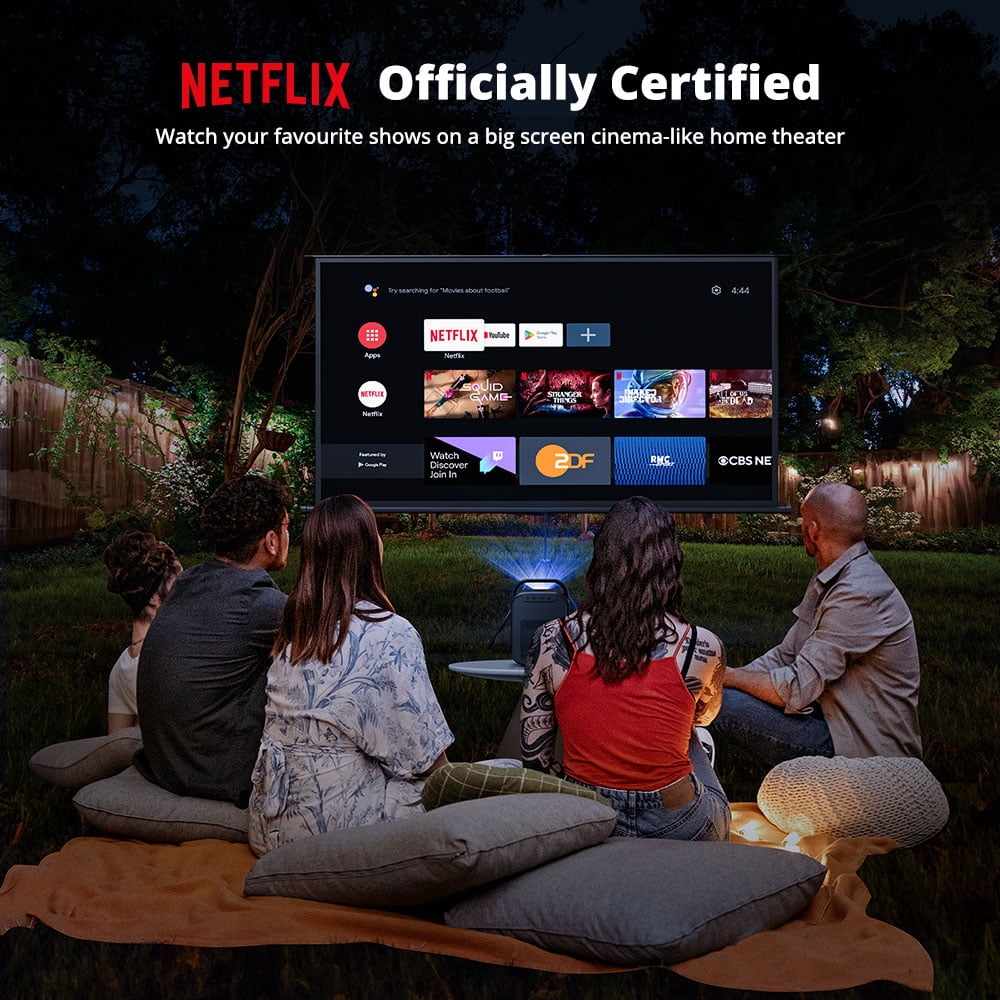 ETOE Seal Pro Smart Portable Movie Projector with Google TV,Officially Licensed Netflix,1080P FHD 4K Supported,1300lm,Auto Focus & Keystone,Dolby Audio