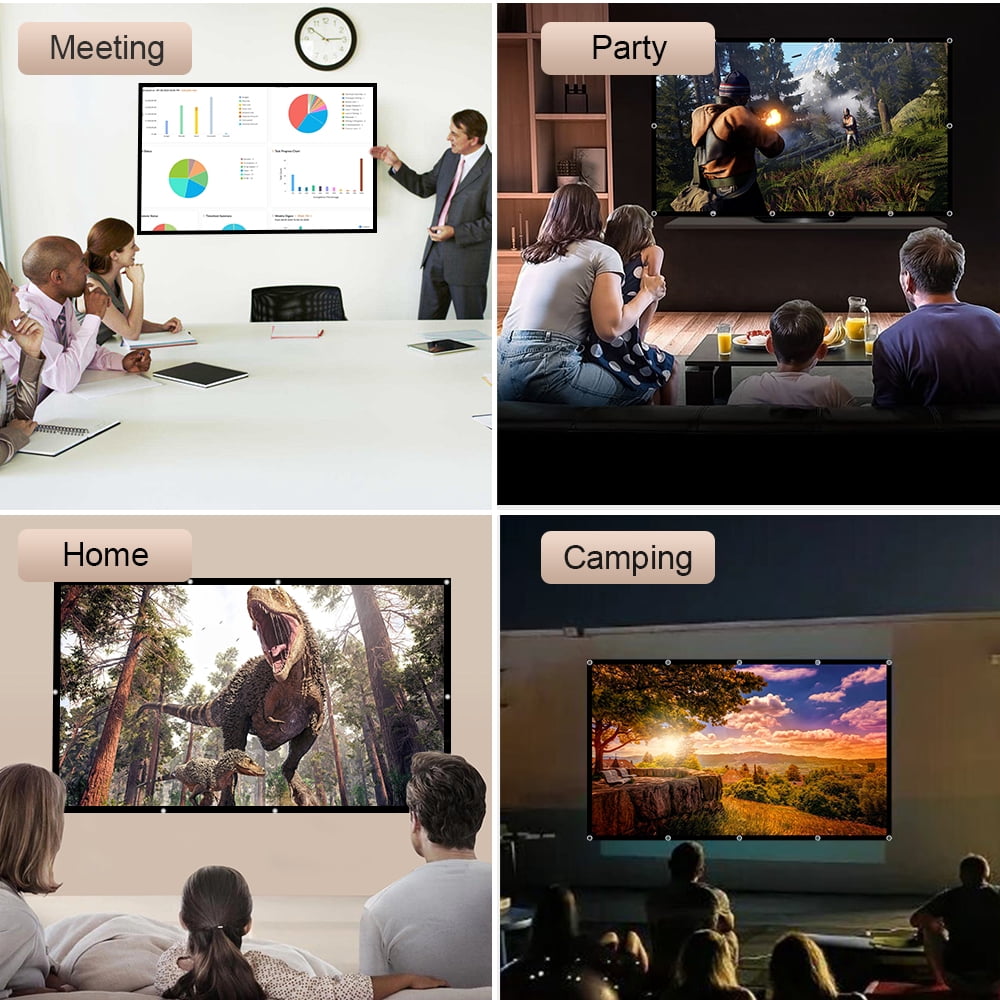 Projector Screen with Stand, WEIJIEMING 100 inch Foldable and Portable Projection Screen 16:9 4K HD Rear Front Wrinkle-Free Movie Screen with Carry Bag for Indoor Outdoor Home Theater Backyard Cinema