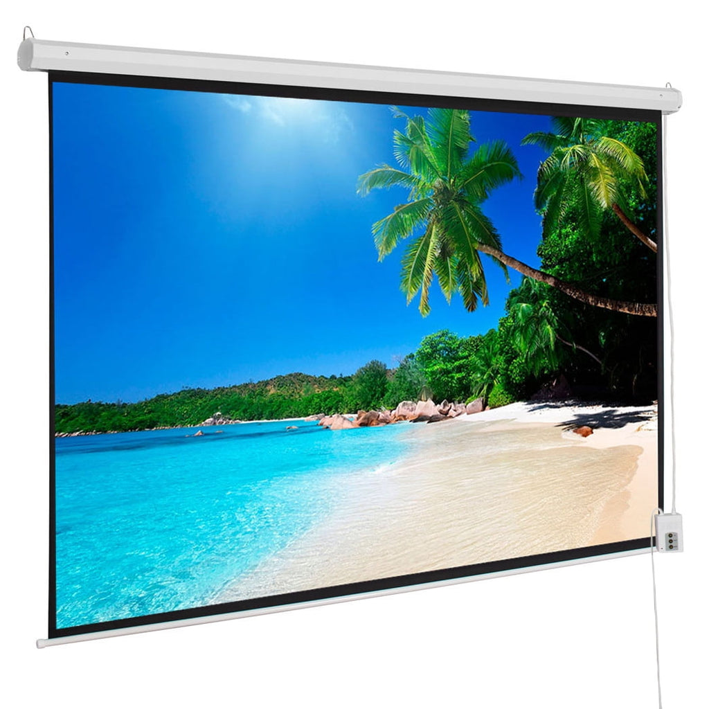 92 Inch Motorized Projector Screen 16:9 with Remote Control, 80x45 Inch Viewing Area Matte White, Wall Ceiling Mount for Home Theater