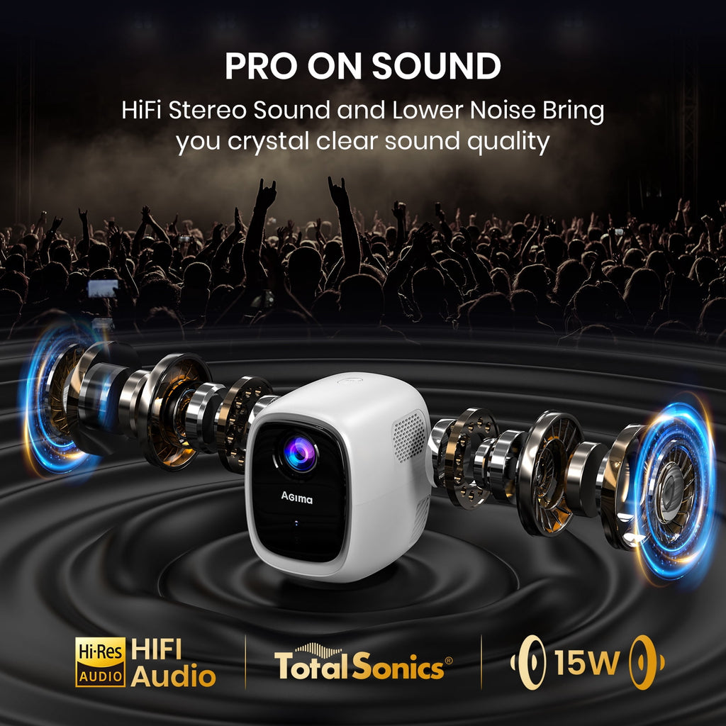 4K Projector with WiFi 6 and Bluetooth 5.4 Auto Screen Correction 1080p Native Res Built-in Apps & TV OS Stereo Speakers, White