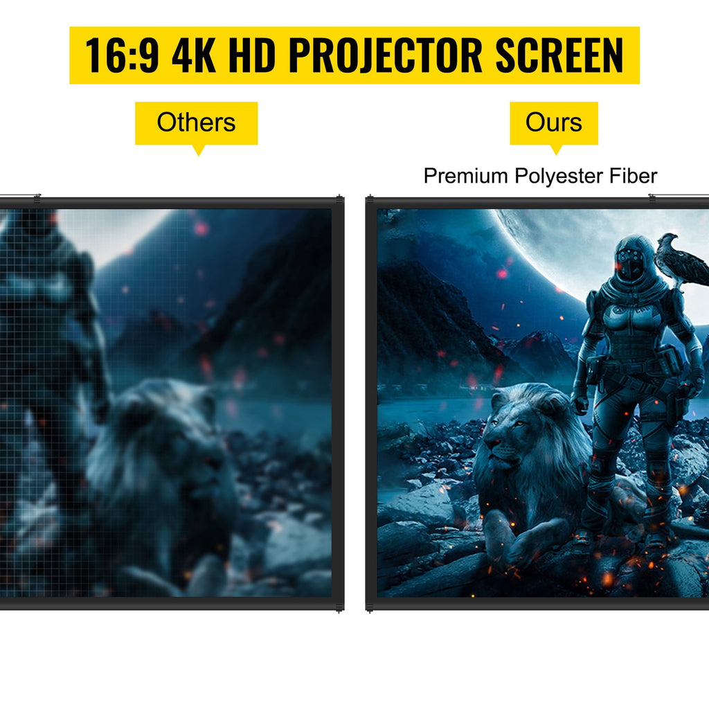 KFFKFF Portable Projector Screen with Tripod Stand, 90-inch 16:9 4K HD Display, Wrinkle-Resistant, Adjustable Height, Suitable for Indoor & Outdoor Use, Ideal for Films, Gaming, Home Theater, Office