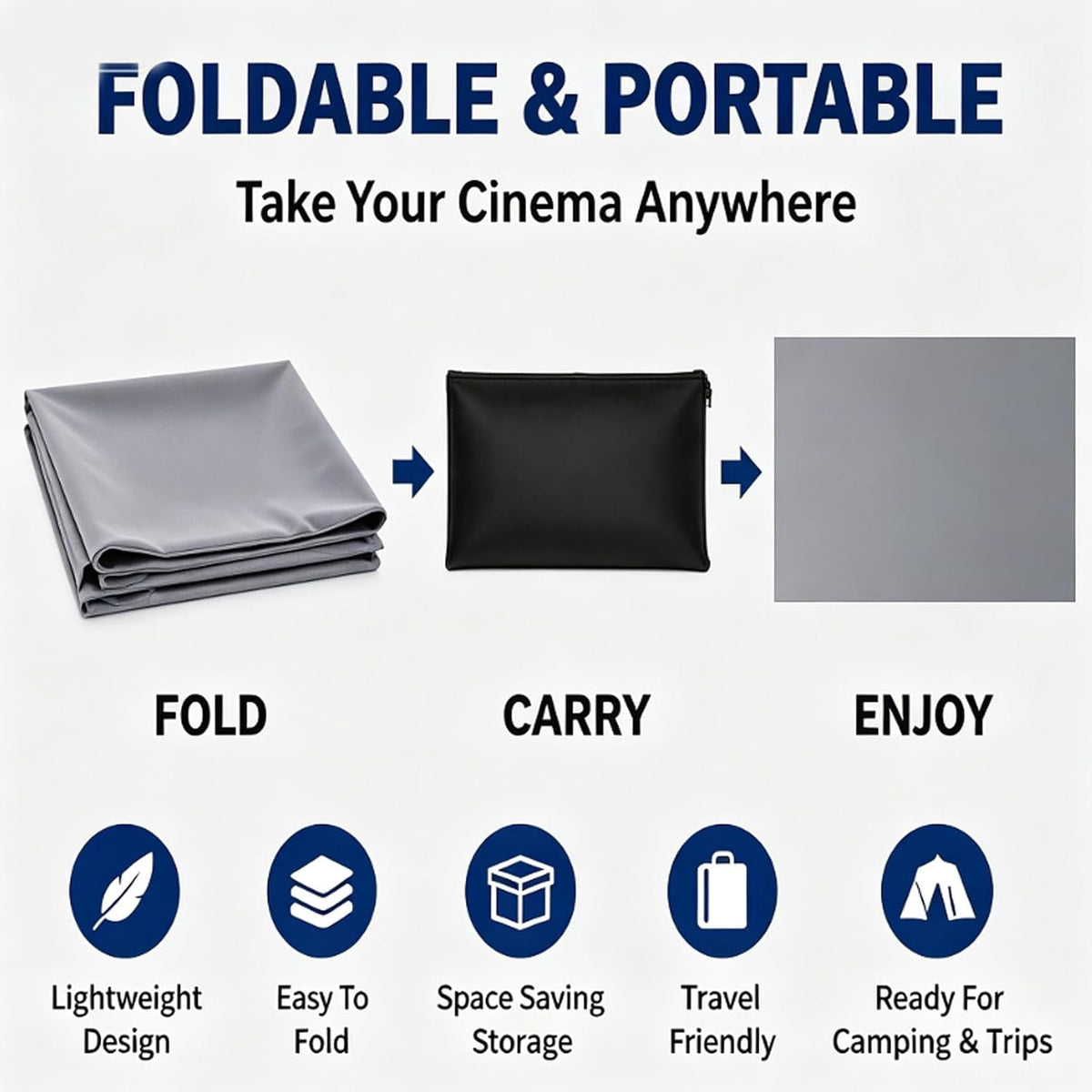 100'' Hd Projector Screen 4k Anti Light Foldable, 4k Metal Lightproof Foldable Portable Movie Screen (16:9), Anti-Light Projector Screen 120 Inch, Easy Install for Home Theater Classroom Use (60in)