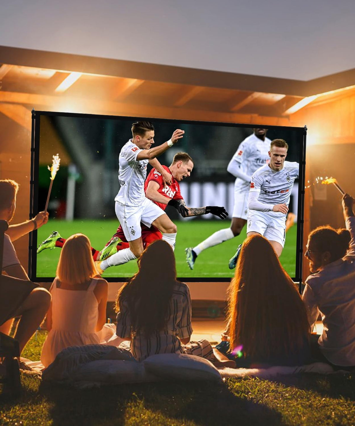Projector Screen with Stand - 100 Inch Outdoor Projector Screen Portable Projector Screens 16:9 4K HD Outdoor Movie Screen with Carry Bag Can Enjoy Home Theater Projection Screen
