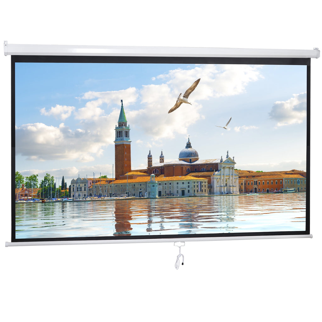 SuperDeal HD 100in Projection Screen 16:9 Auto-Lock Projector 160° View Angle Matte White