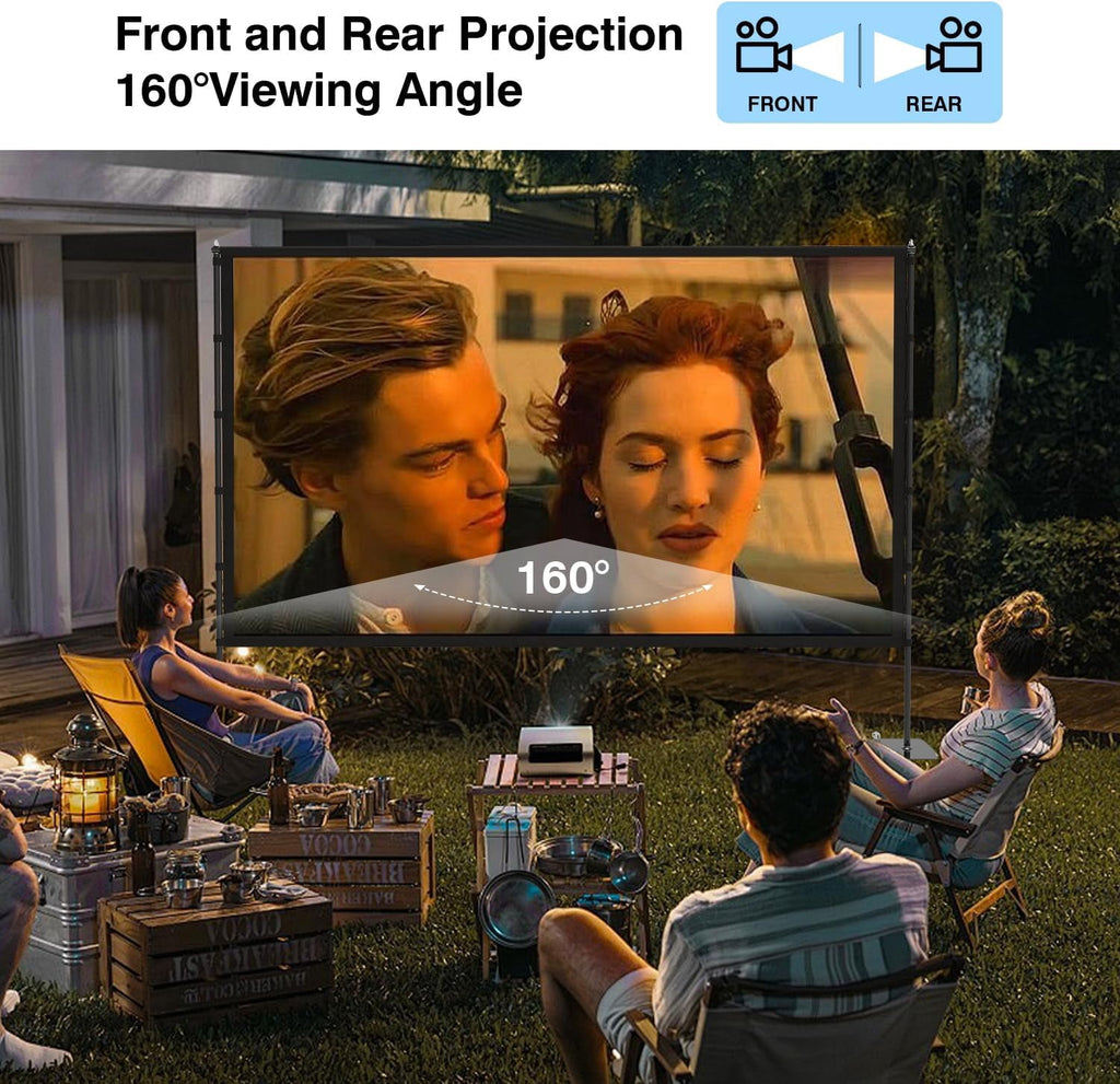 Projector Screen with Stand - 100 Inch Outdoor Projector Screen Portable Projector Screens 16:9 4K HD Outdoor Movie Screen with Carry Bag Can Enjoy Home Theater Projection Screen