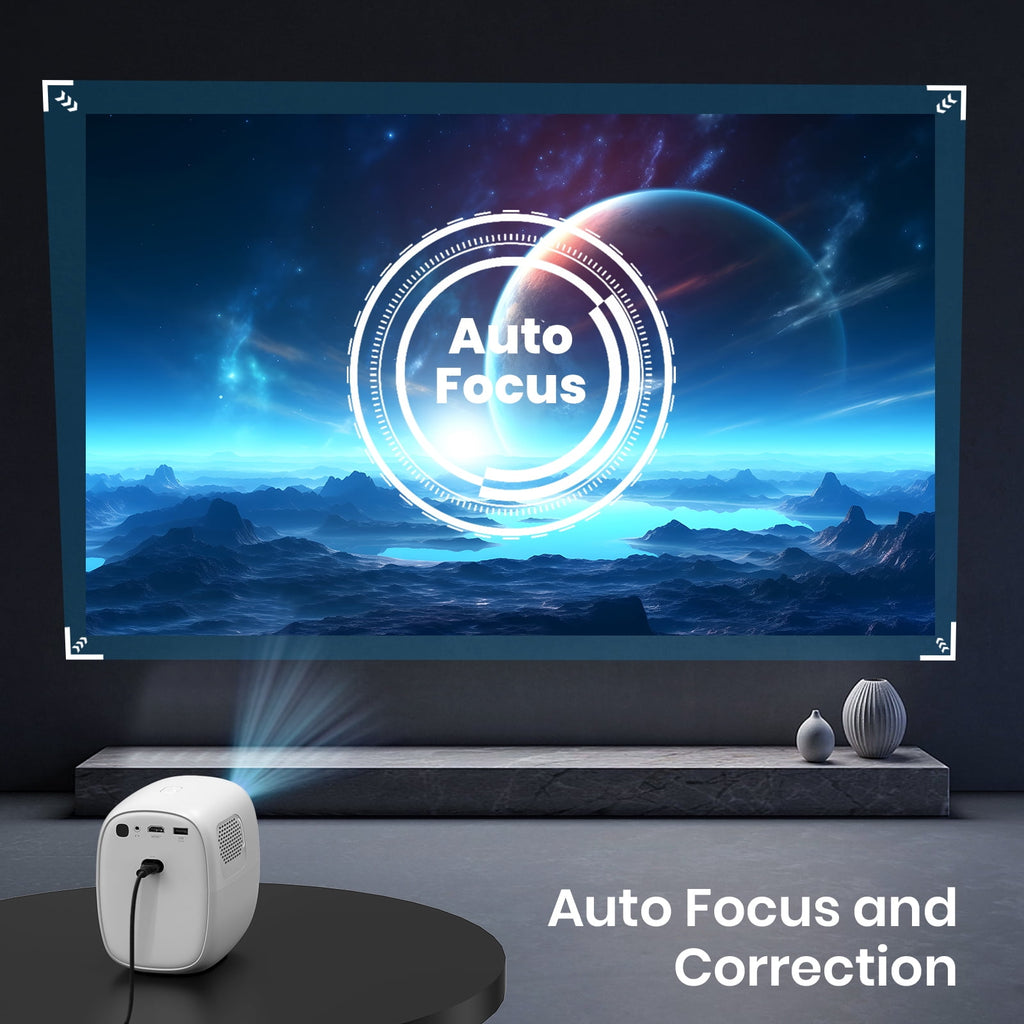 4K Projector with WiFi 6 and Bluetooth 5.4 Auto Screen Correction 1080p Native Res Built-in Apps & TV OS Stereo Speakers, Black