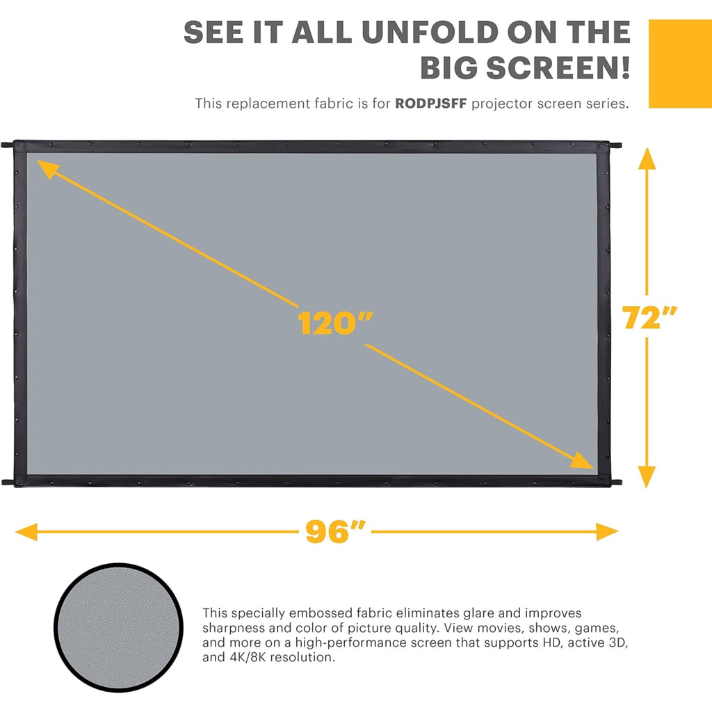 KODAK 120” Replacement Dual Projector Screen, Fast Fold Front & Rear Projection Backdrop - Gray