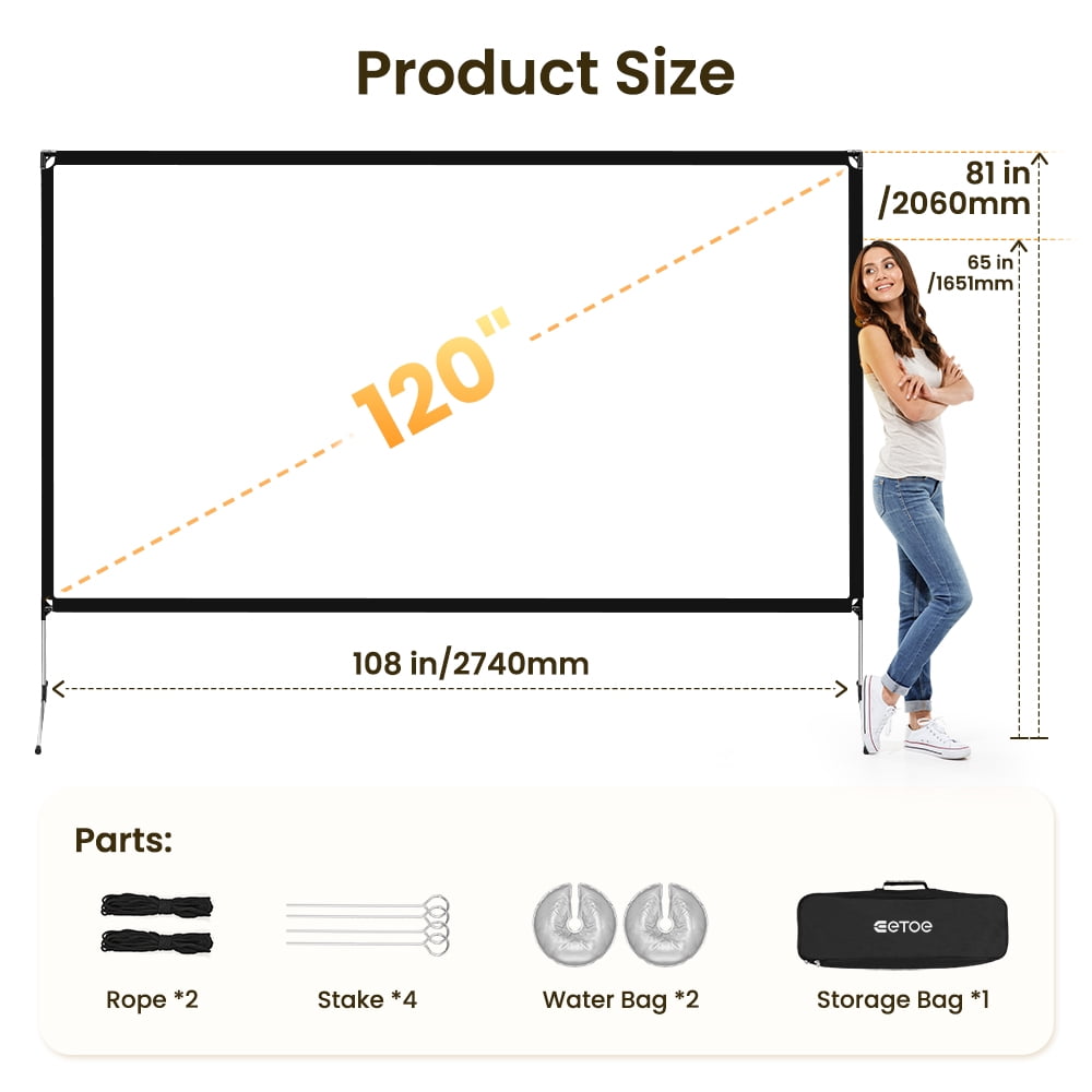 ETOE 50 inch 4:3 Projection Screen, 160° Viewing Angle