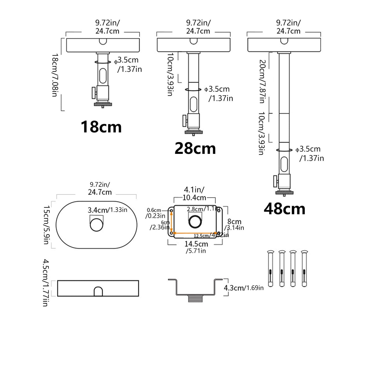 Wide 1/4 Thread Projectors Ceiling Mount Featuring Metal Construction Quick Setups and Flexible Positioning Stand