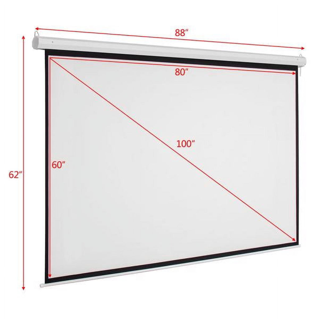 100 Inch 4:3 Motorized Projector Screen - Matte White Retractable Screen with Silent Motor & Remote, Ceiling/Wall Dual Mount for Home Theater & Classroom