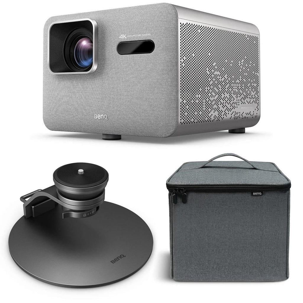 BenQ TK705i 4K Ultra HD HDR LED DLP Smart Home Theater Projector, Silver WITH BENQ DESKTOP PROJECTOR STAND AND BENQ CARRY CASE BAG