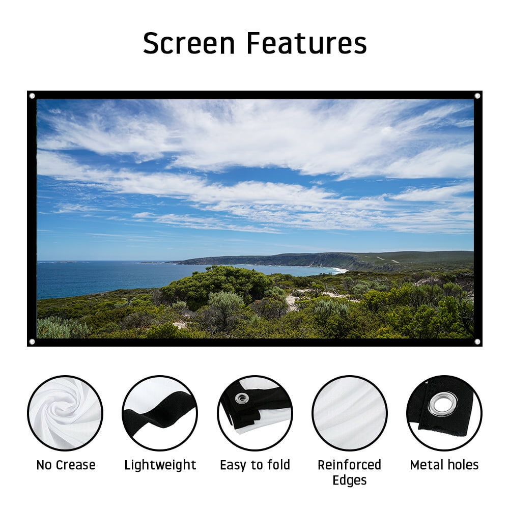 FLZEN Outdoor 100" Projector Screen with Hooks, White