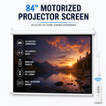 GAINVANE Projector Screen Motorized with Remote, 16:9 4k, 84 Inch Auto Electric Projection Screen, HD 4K Movie Screen for Home Theater, Cinema, Office