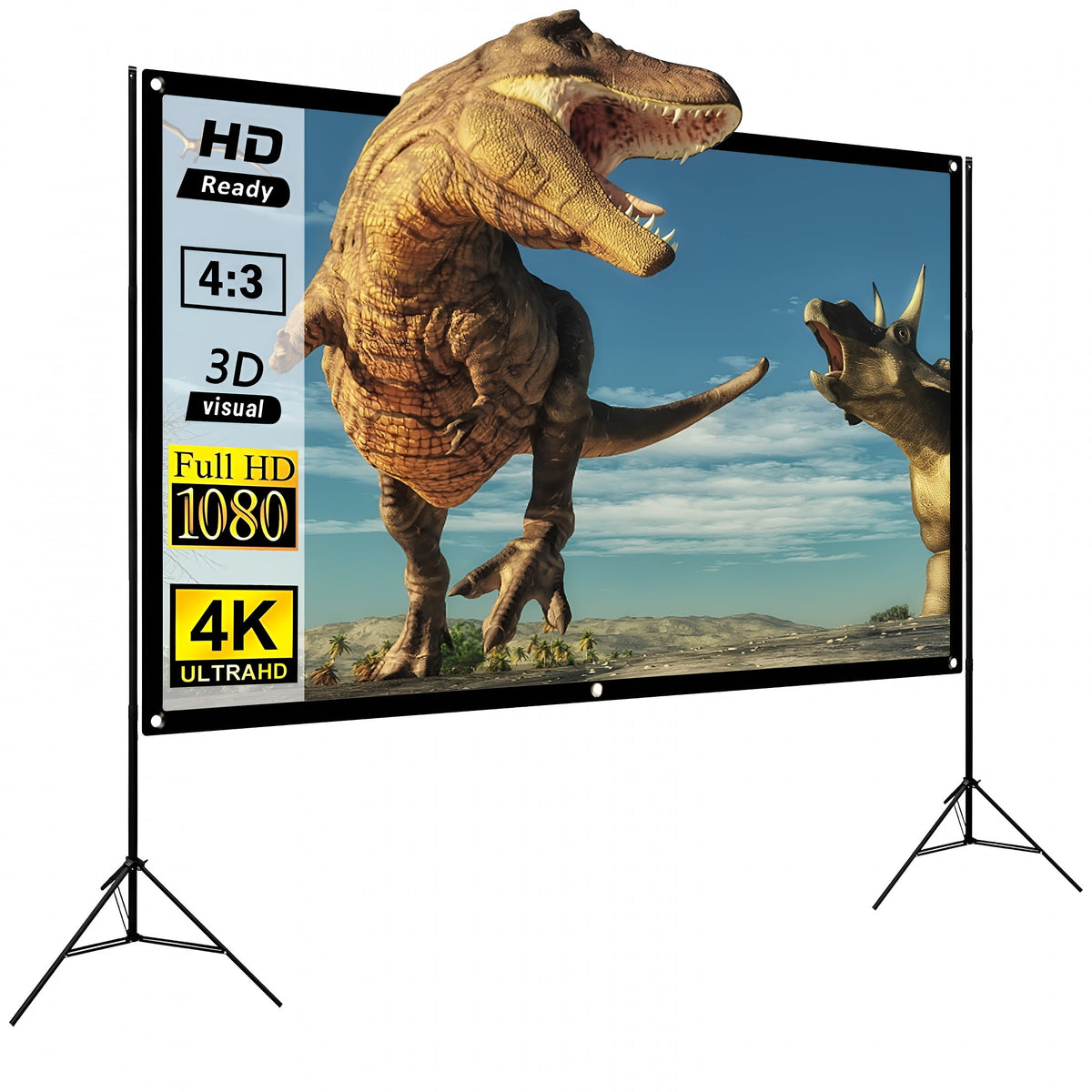 GJX 120" Portable Projector Screen with Stand,Outdoor Projector Screen,White