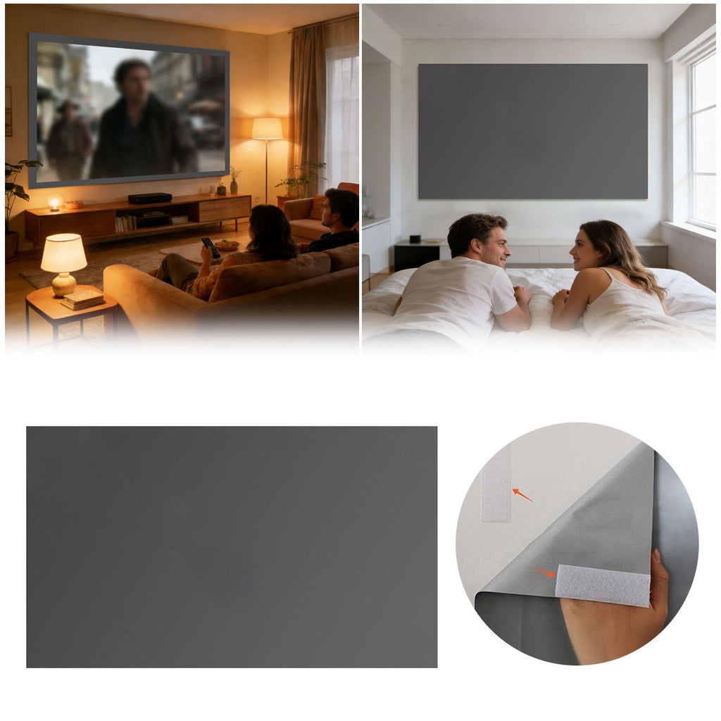 Grey Ambient Light Rejecting Projection Screen 4K Foldable Portable Anti-Glare Wall Mounted Display for Indoor Home Cinema Outdoor Movies 100 Inch